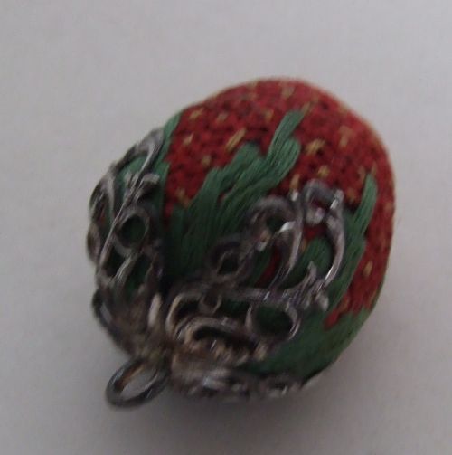 fig 1. A rare Victorian silver strawberry pincushion.