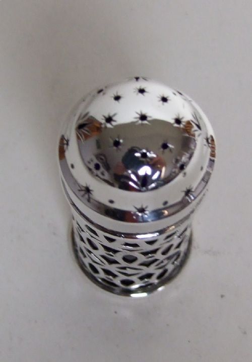 fig 1. A pierced Victorian silver pepper pot.