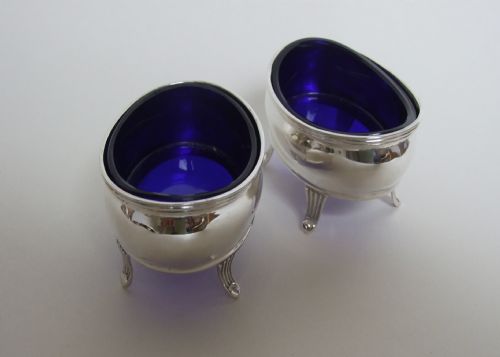 fig 1. A handsome pair of George V silver salt tubs, exactly 100 years old.