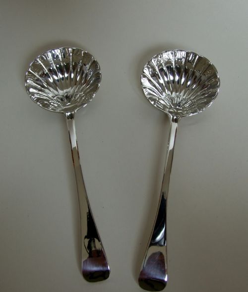 A Superb Pair of William IV Silver Gravy Ladles.