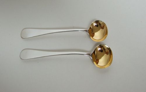A Rare Pair of 18th Century Newcastle Silver Condiment Spoons.