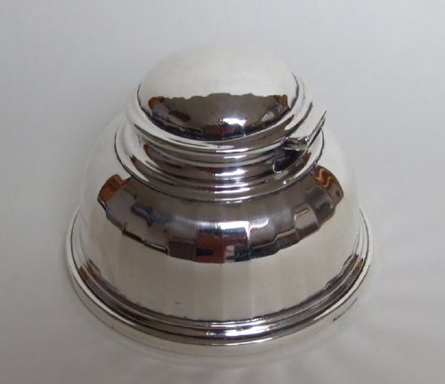 A Fabulous and Good Quality Silver Inkwell by Alexander Clarke.