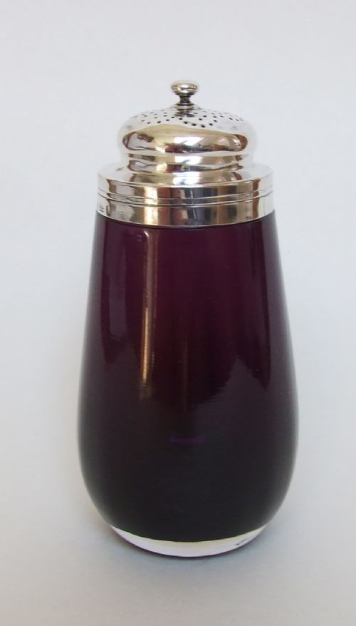A Rare William IV Silver Mounted Amethyst Glass Caster.