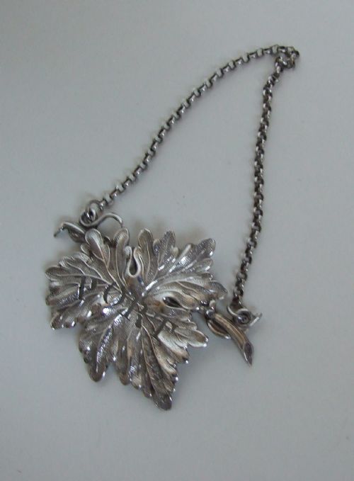 A Handsome William IV Pierced Silver Leaf Port Label.