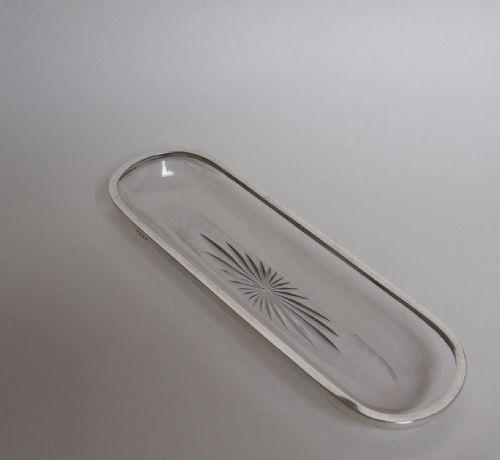 A Charming Edwardian Silver Mounted Pen Tray or Trinket Dish.