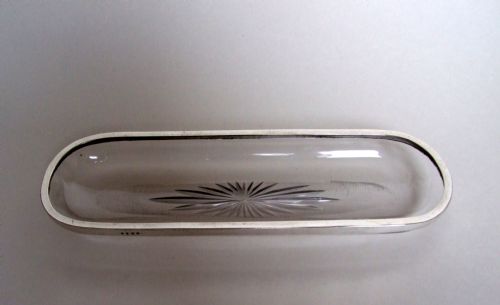 fig 1. A charming Edwardian silver mounted pen tray or trinket dish.