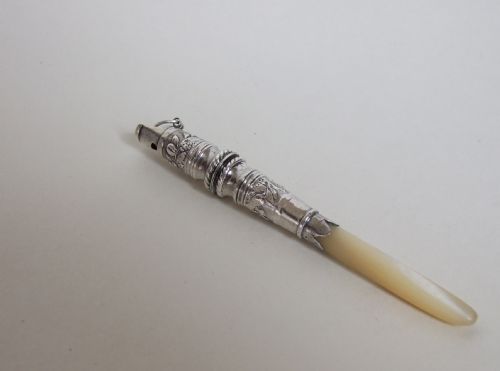 A Rare Novelty Victorian Silver Whistle/teether. Christening Gift Idea.