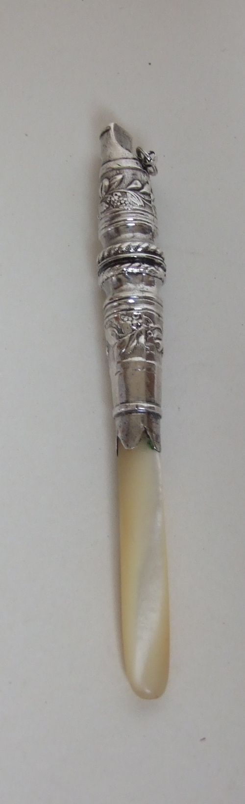 fig 1. A rare novelty Victorian silver whistle/teether. Christening gift idea.