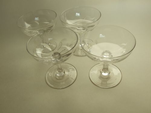 Four Victorian Cut Glass Champagne Bowls.