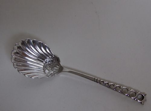A Lovely Victorian Silver Shell Bowl Preserve Spoon.
