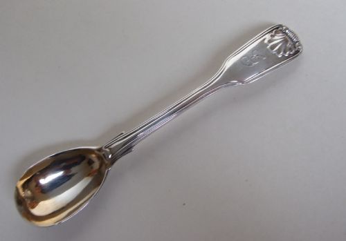 A William IV Silver Fiddle, Thread & Shell Condiment Spoon