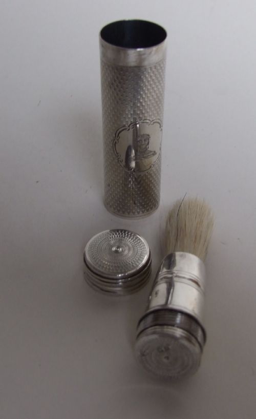 A Rare Early Victorian Silver Travelling Shaving Brush.