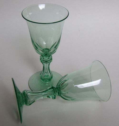 A Rare Pair of Victorian Uranium Glass Wine Goblets.