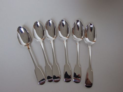 A Set of Exeter Silver Teaspoons in Fiddle Pattern