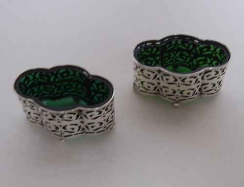 A Gorgeous Pair of Edwardian Silver Condiment Tubs.