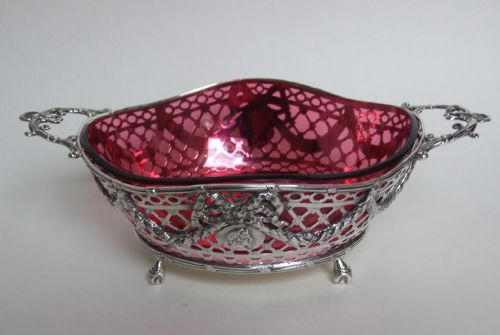 fig 1. A magnificent Victorian silver & cranberry basket.