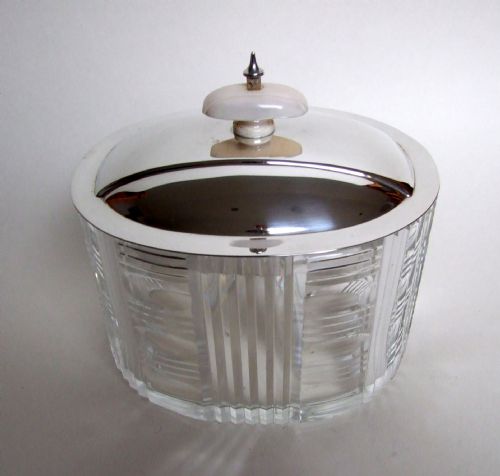 A Rare Art Deco Silver Mounted Biscuit Box.
