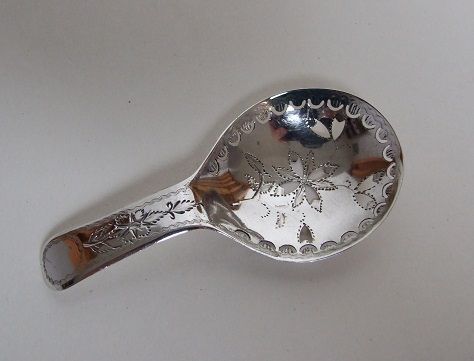 A Rare Pierced Georgian Silver Caddy Spoon.
