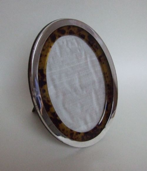 A Superb Silver & Tortoiseshell Oval Photo Frame.