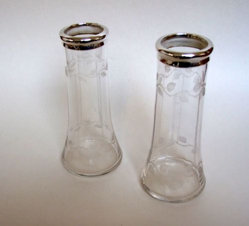 A Charming Pair of Silver Mounted Art Nouveau Vases.