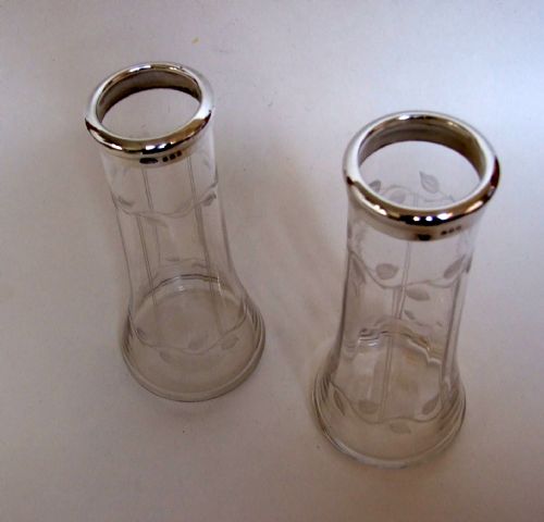 fig 1. A charming pair of silver mounted Art Nouveau vases.