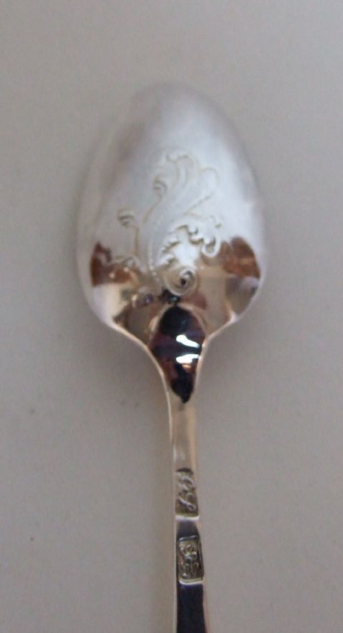 fig 1. A gorgeous 18th century fancy back silver teaspoon.