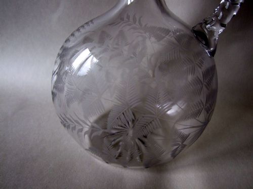 fig 1. A lovely Victorian fern etched wine jug.