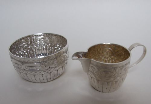 A Charming Silver Afternoon Tea Cream Jug and Bowl.