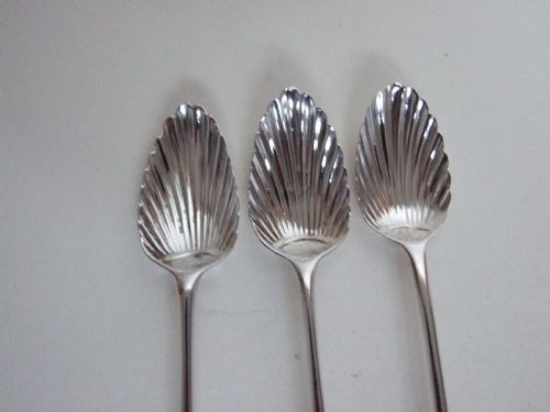 fig 1. A rare set of three George II silver Onslow pattern teaspoons.