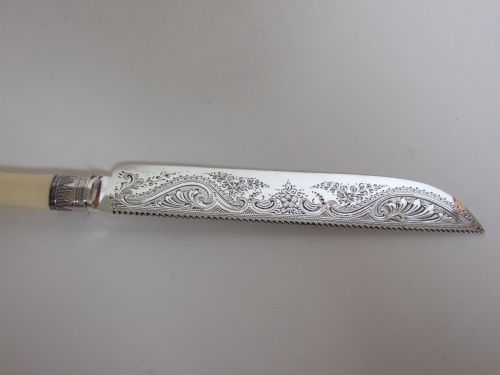 fig 1. A gorgeous Edwardian silver bladed Wedding Cake knife.