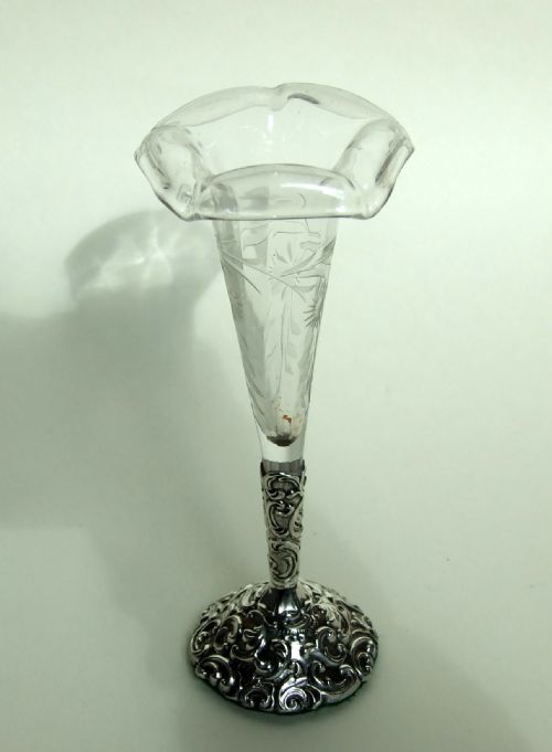 A Charming Edwardian Silver Epergne Trumpet Vase.