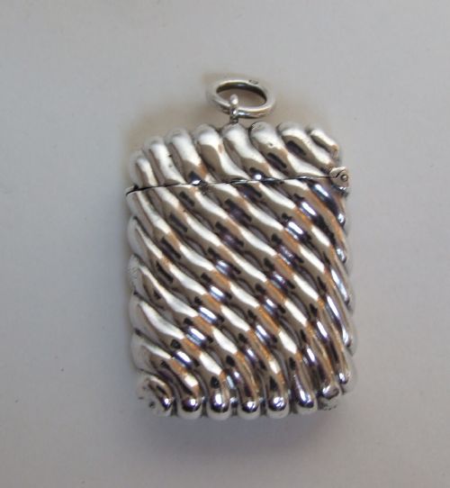 An Unusual Victorian Silver Vesta, with Gilded Interior.
