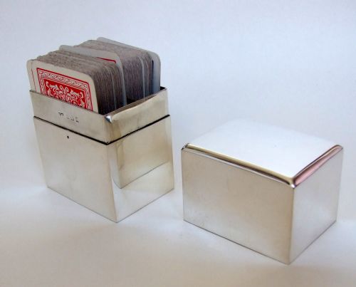 A Splendid Silver Double Patience Playing Card Box.