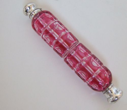 A Superb Victorian Cranberry Double Ended Scent Bottle.