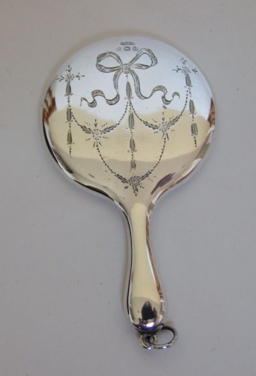A Superb Miniature Chatelaine Hand Mirror.