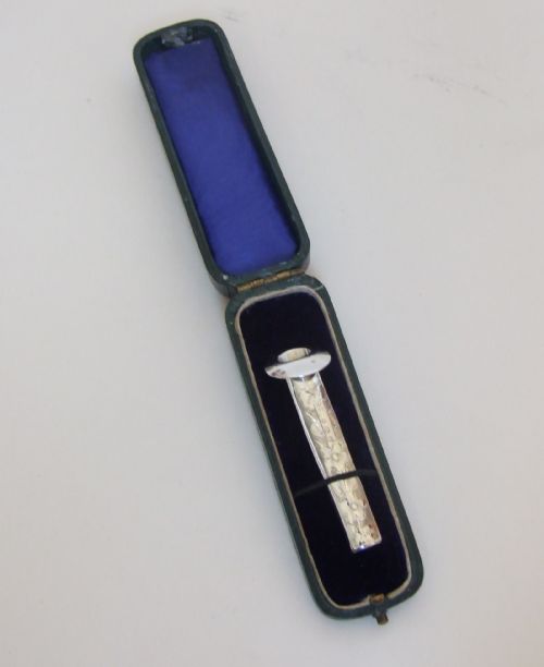 An Extremely Rare Victorian Silver Button Hole Holder, in the Original Box.