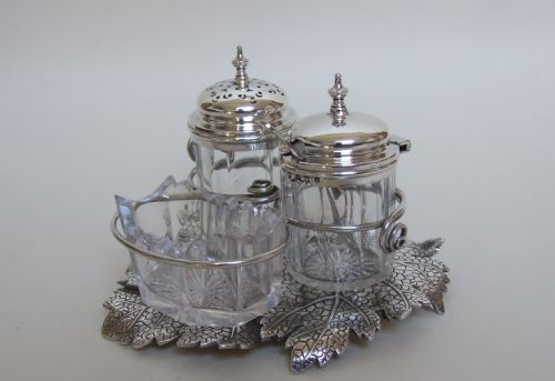 A Wonderful Early Victorian Naturalistic Silver Cruet.