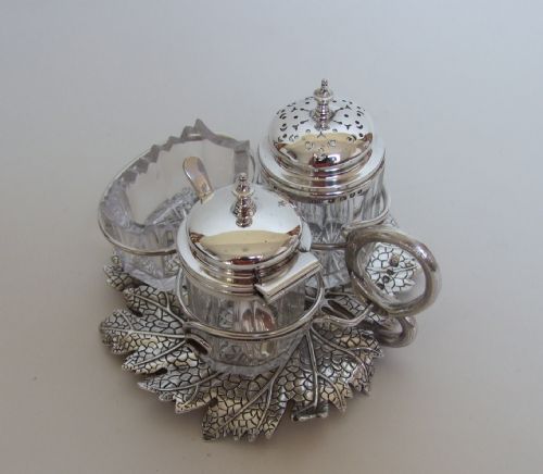 fig 1. A wonderful early Victorian naturalistic silver cruet.