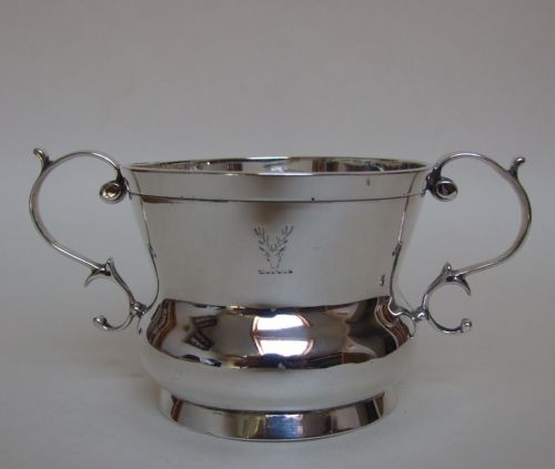 A Good Twin Handled Victorian Silver Porringer.