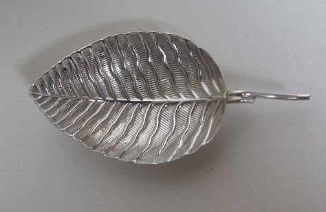 A Rare 18th Century Silver Caddy Spoon in Leaf Design.
