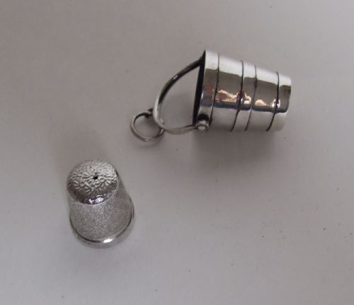 A Rare Mid Victorian Silver Thimble Holder and Thimble.