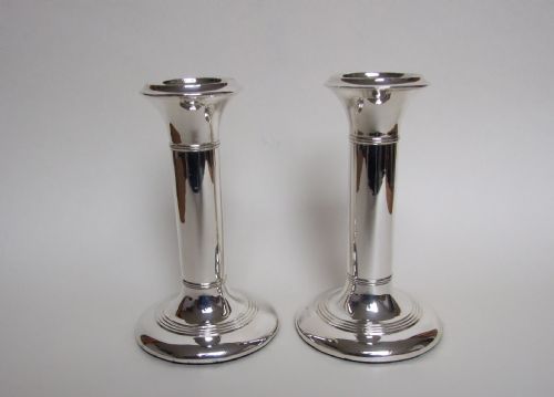 fig 1. A stylish pair of Edwardian silver candlesticks.