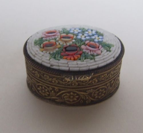 fig 1. A charming Italian micro mosaic pillbox.