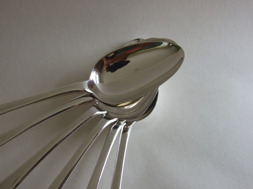 fig 1. A good set of six 19th Century dessert spoons.