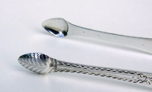 fig 1. A gorgeous pair of 18th Century silver tongs.