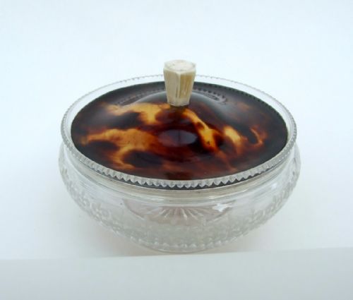 A Goerge V Silver & Tortoiseshell Lidded Powder Bowl.