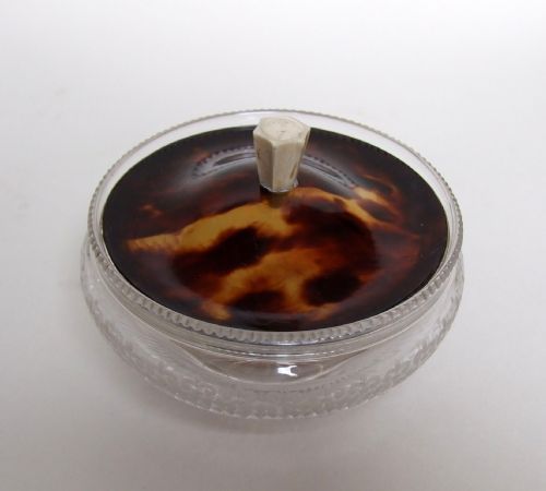 fig 1. A Goerge V silver & tortoiseshell lidded powder bowl.