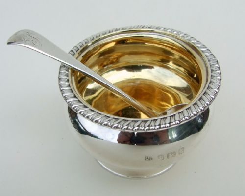 A Handsome Silver Gilt Condiment Bowl and Ladle.