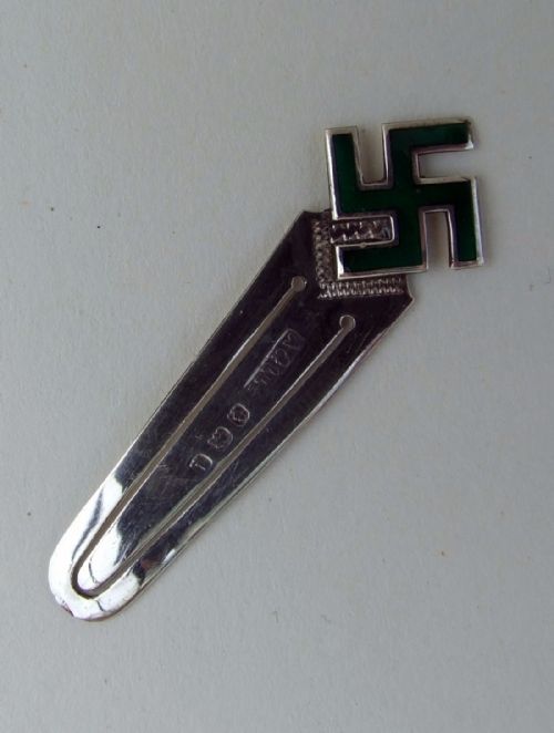 A Rare Edwardian 'Good Luck' Silver Swastika Bookmark.