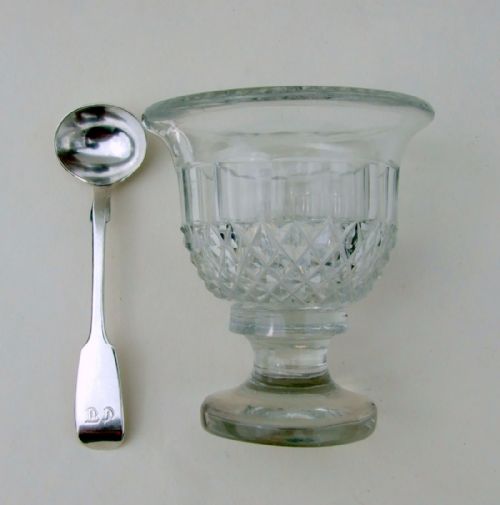 fig 2. A good mid Victorian cut glass condiment tub and silver spoon.